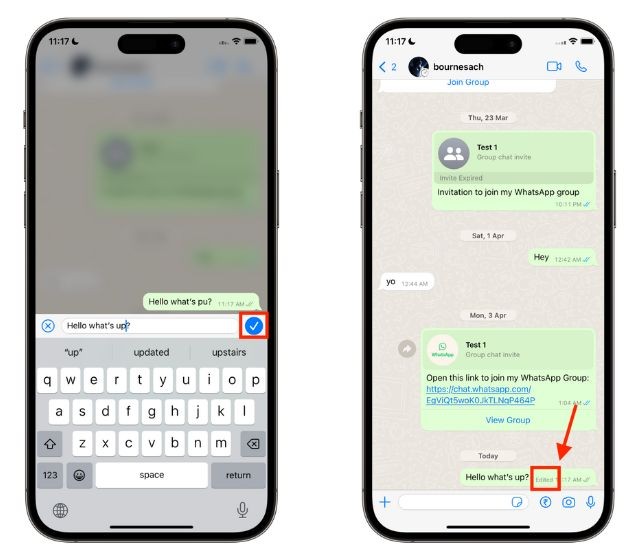 Chỉnh sửa tin nhắn WhatsApp đã gửi trên iPhone