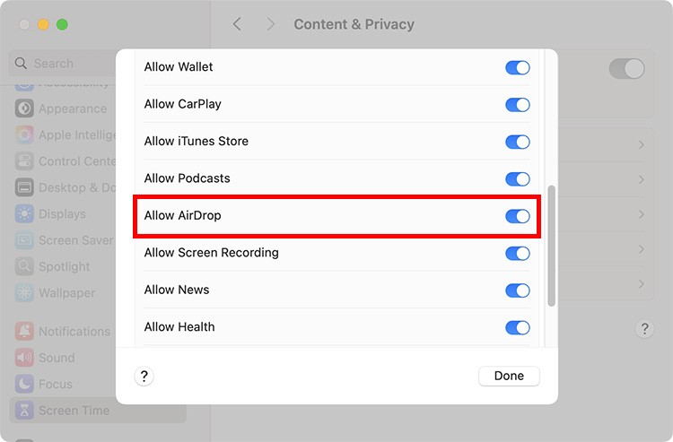 Cho phép AirDrop trên máy Mac