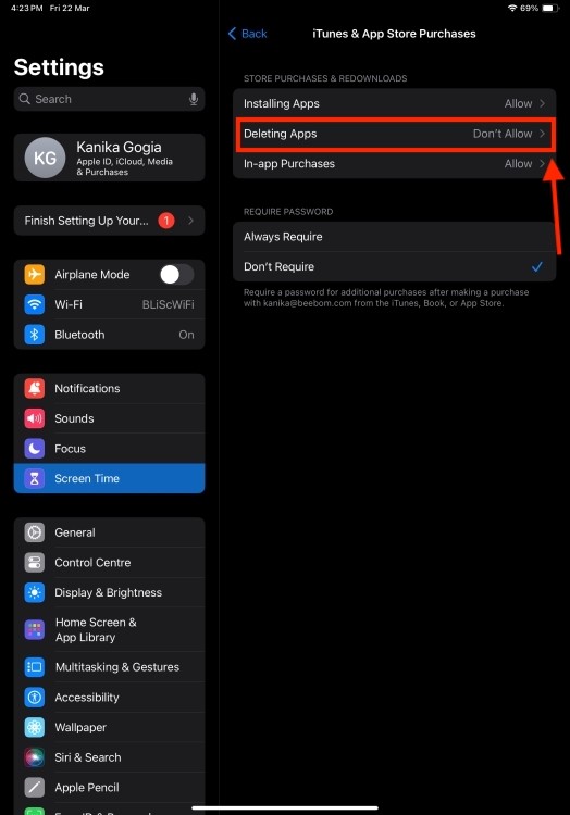 Cho phép Xóa ứng dụng trên iPad