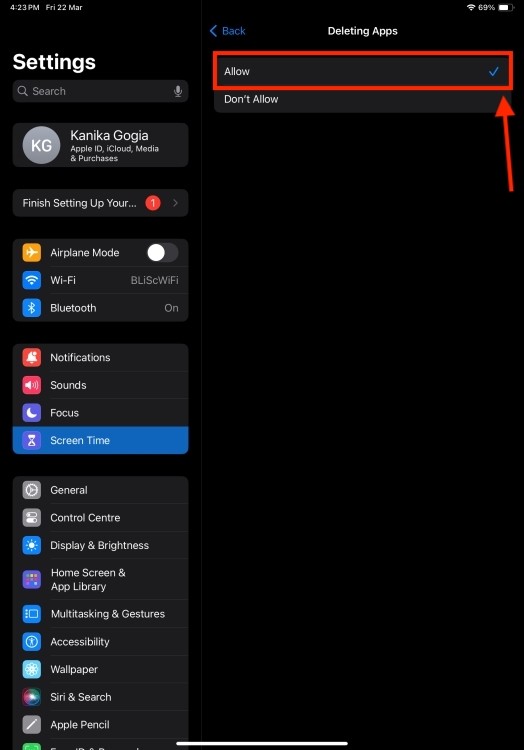 Cho phép Xóa ứng dụng trên iPadOS
