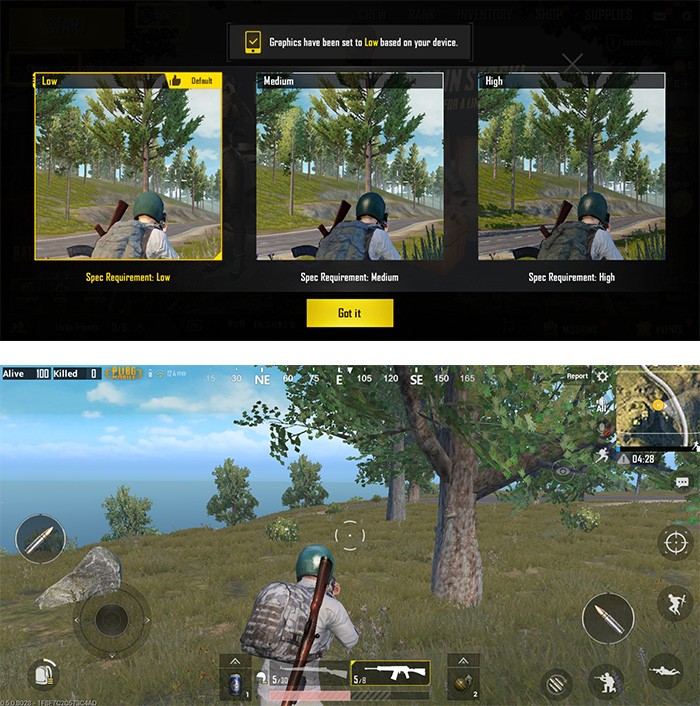 Chơi game PUBG trên Samsung Galaxy A6 Plus