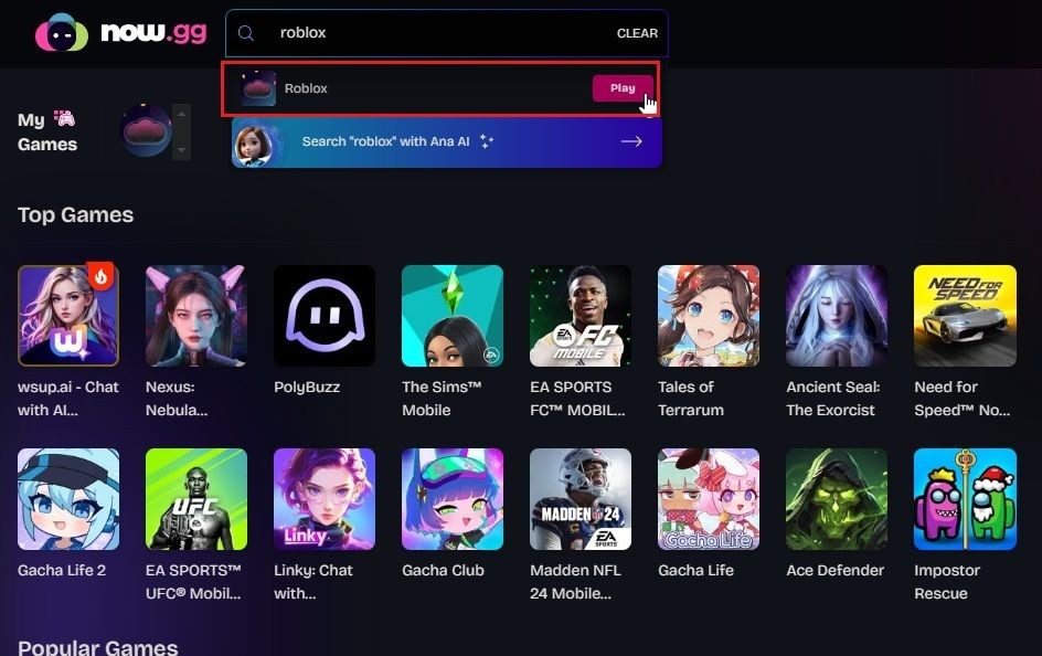 Chơi Roblox trên now.gg