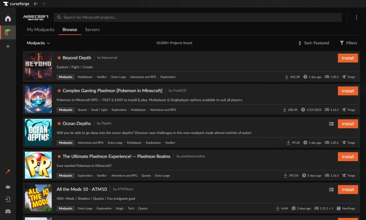 Chọn Modpack