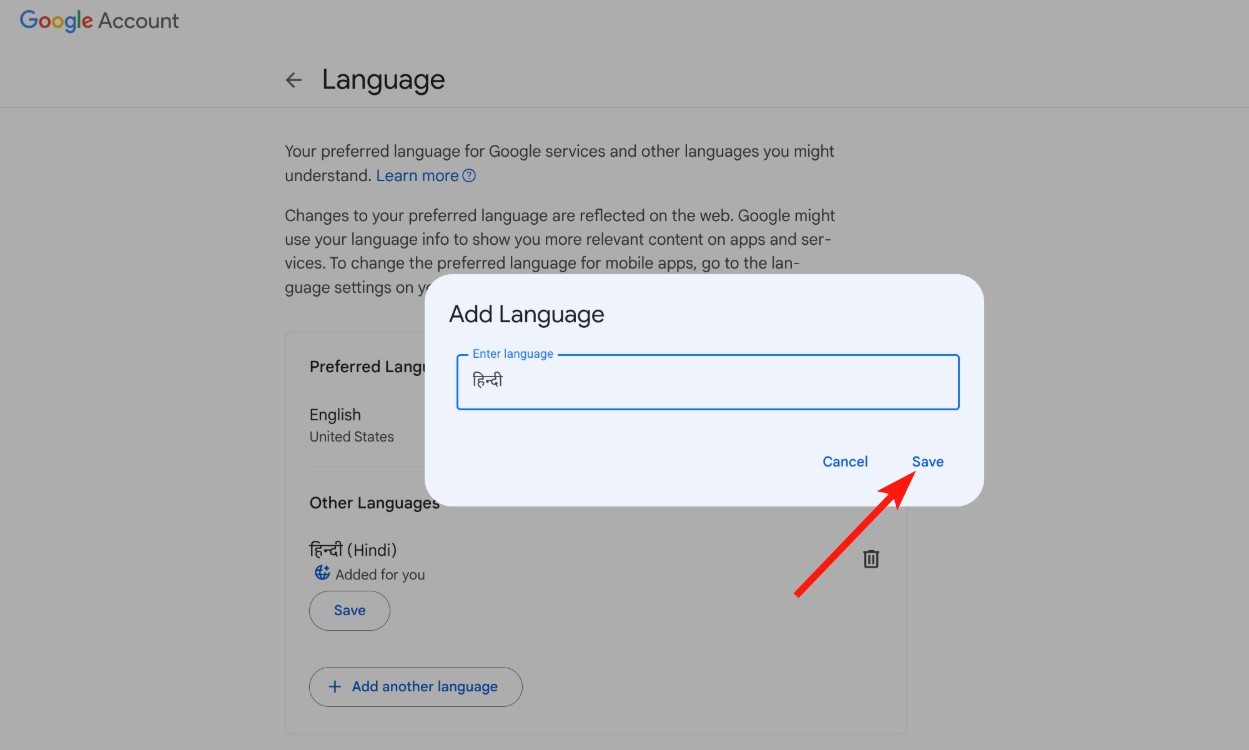Chọn ngôn ngữ ưu tiên của bạn trong tài khoản Google
