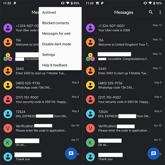 Android Messages Thêm Chủ Đề Tối, Tích Hợp Với Chrome OS Sắp Ra Mắt