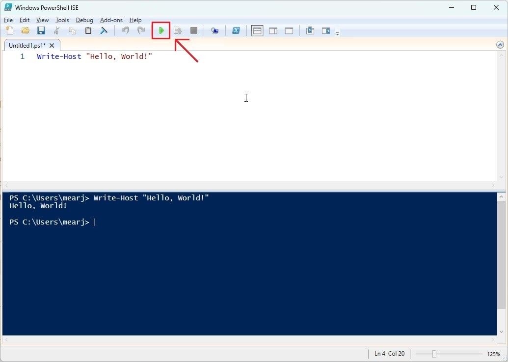 Chương trình mẫu chạy trong PowerShell ISE