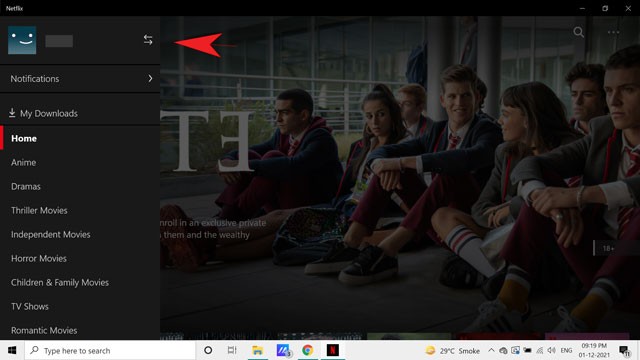 Chuyển hồ sơ trên ứng dụng máy tính Netflix