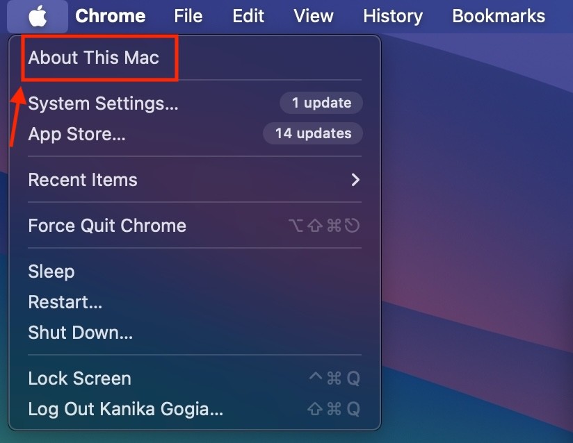 Click on Apple Menu on Mac