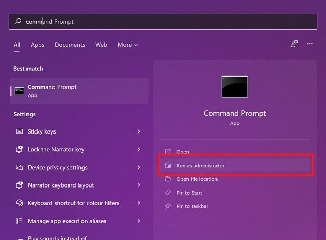 Command prompt với tư cách quản trị viên