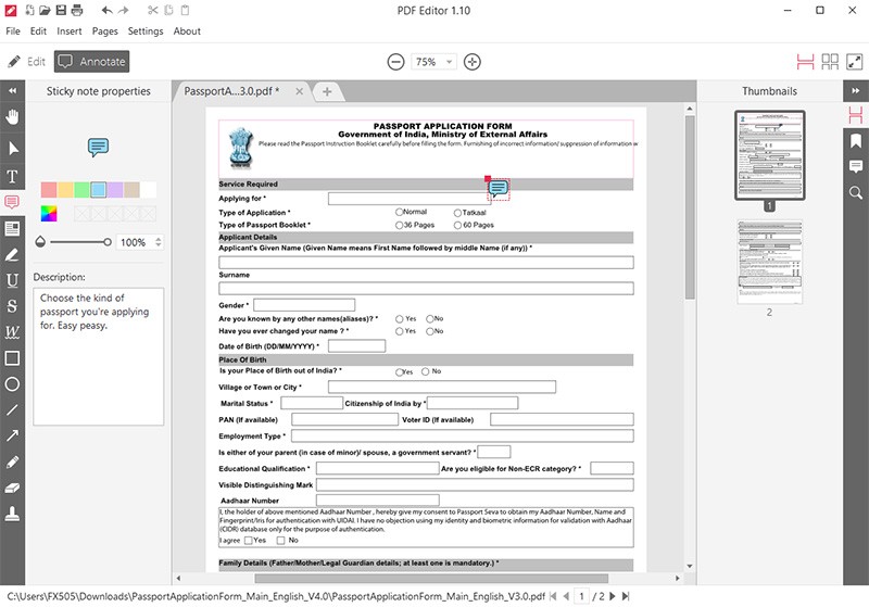 Công cụ Ghi chú trong Icecream PDF Editor