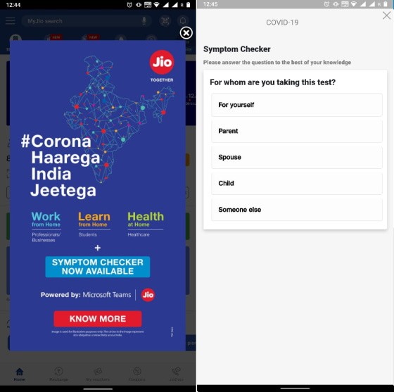 Jio ra mắt công cụ kiểm tra triệu chứng COVID-19 trên ứng dụng MyJio