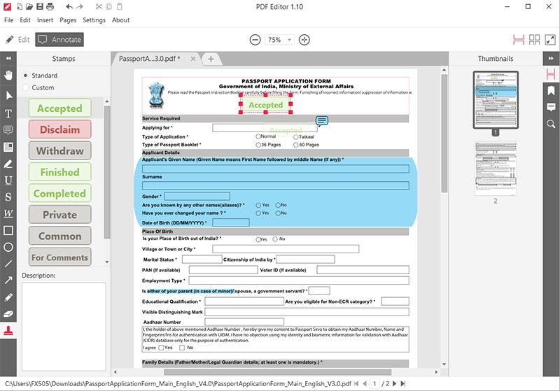 Công cụ Tem trong Icecream PDF Editor