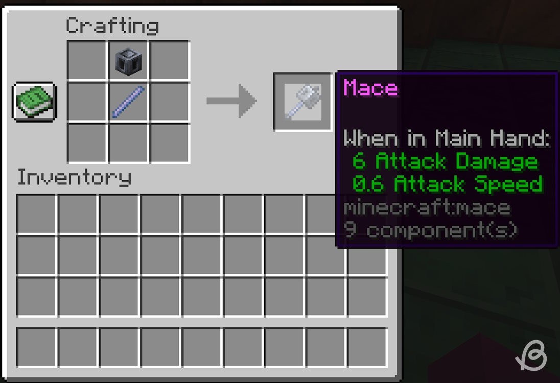 Công thức chế tạo Mace trong Minecraft 1.21