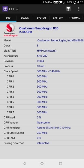 CPU-Z OnePlus 5T