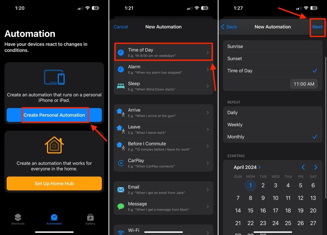 Create a personal automation in the Shortcuts app 