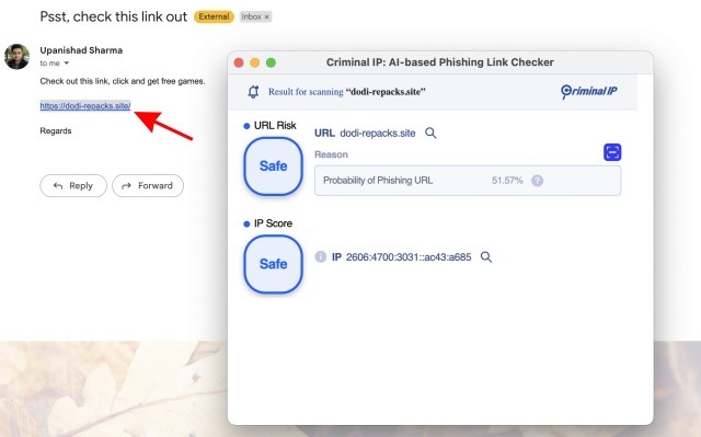 Criminal IP quét tệp đính kèm email