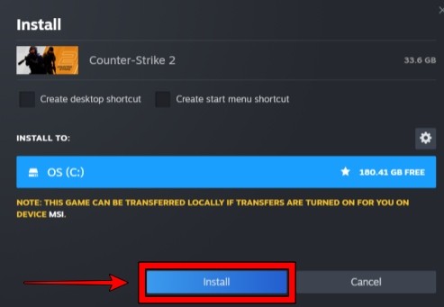 Cửa sổ tùy chọn cài đặt Counter-Strike 2 trên Steam