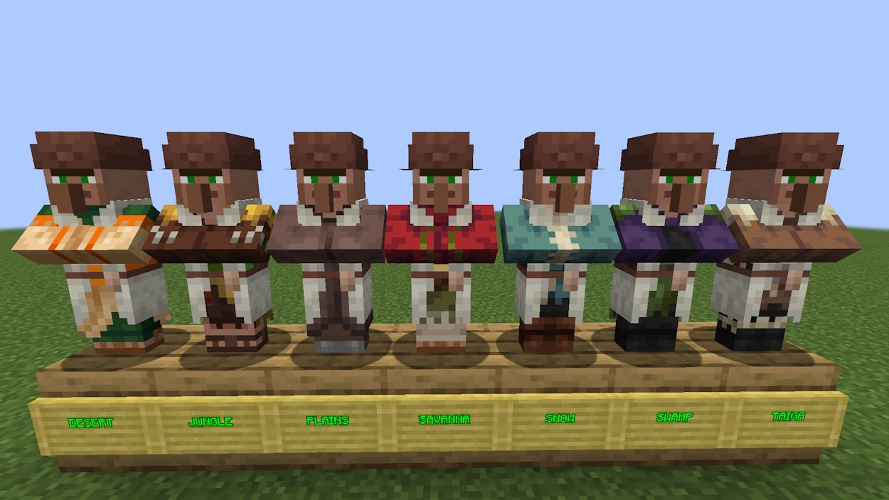 Dân làng người chăn cừu từ các quần xã khác nhau trong Minecraft