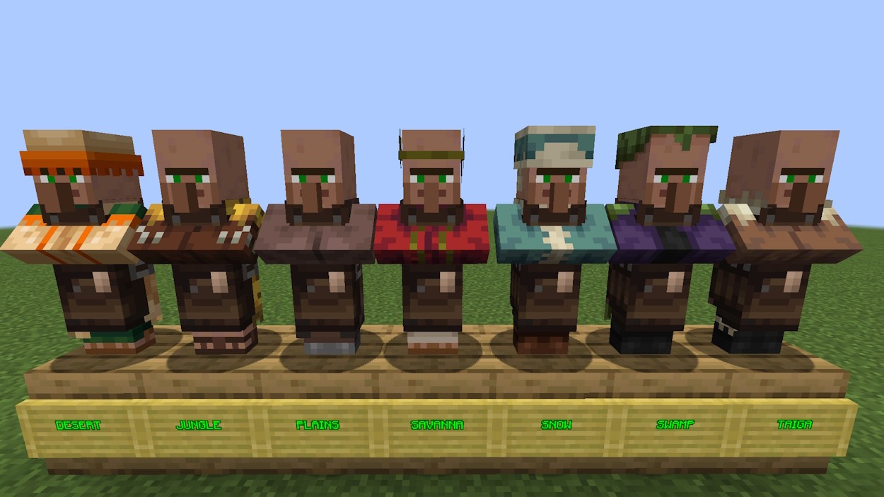 Dân làng thợ rèn dụng cụ từ các quần xã khác nhau trong Minecraft