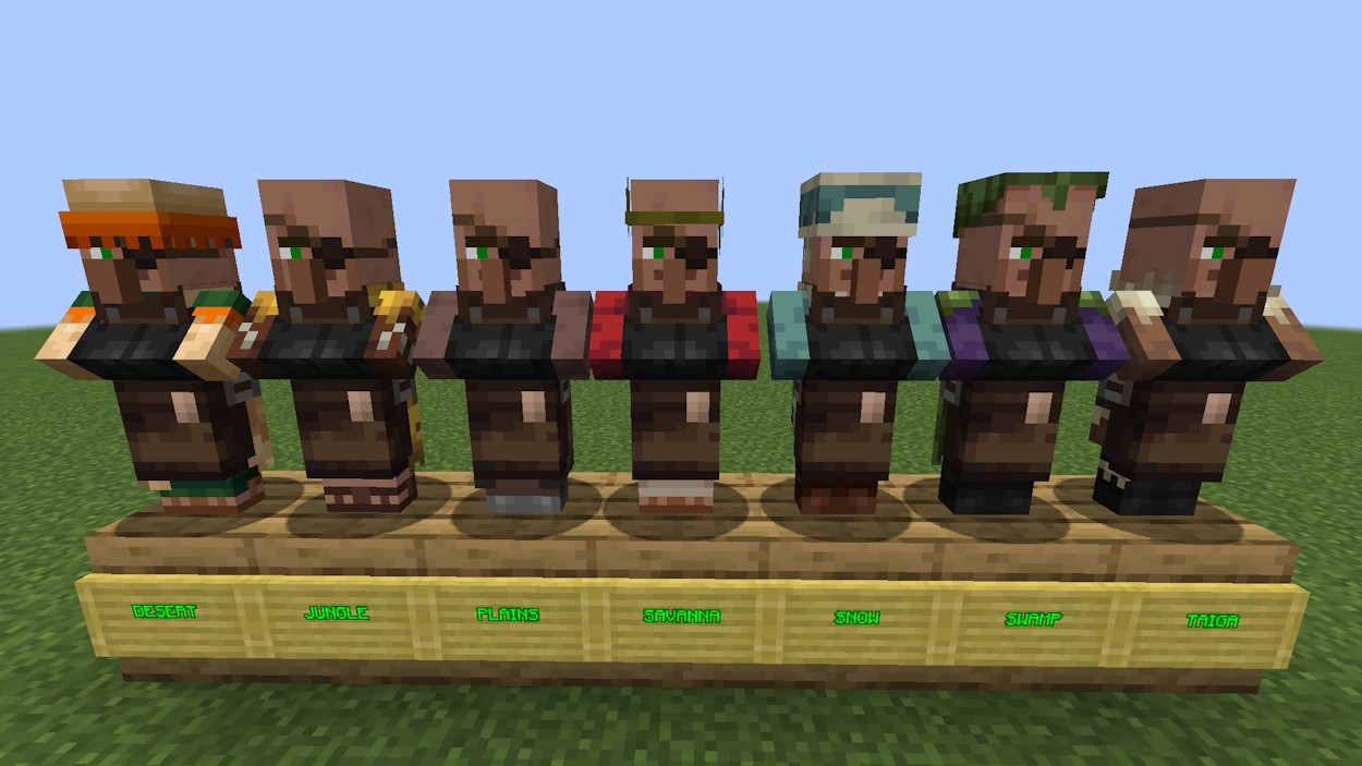 Dân làng thợ rèn vũ khí từ các quần xã khác nhau trong Minecraft