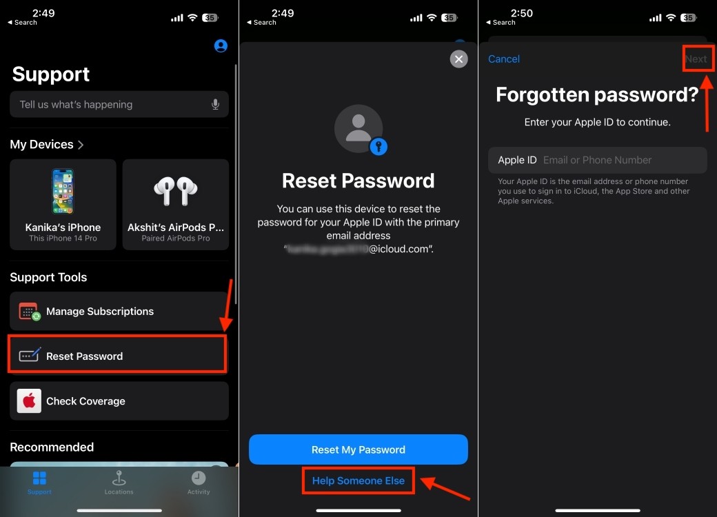 Đặt lại mật khẩu Apple ID bằng ứng dụng Apple Support