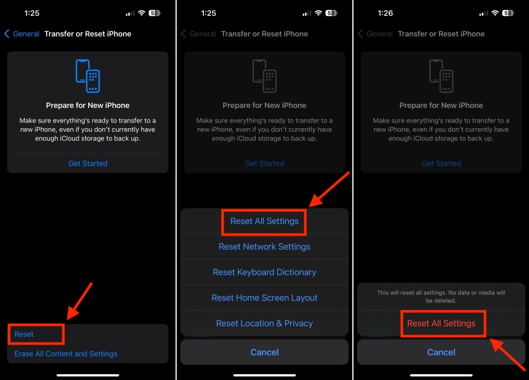 Đặt lại tất cả cài đặt trên iPhone