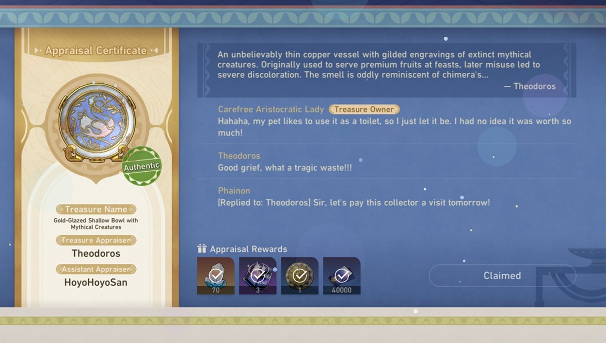 Day 2 Treasure Catalog Holy City Appraisals Event HSR