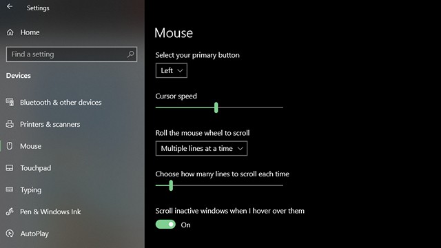 Dễ dàng điều chỉnh tốc độ chuột trong ứng dụng Settings