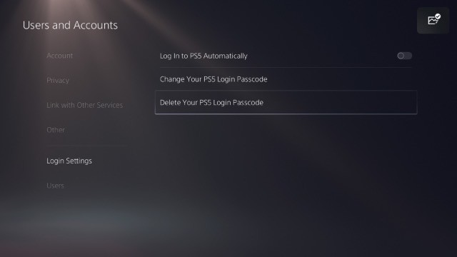 delete ps5 login passcode