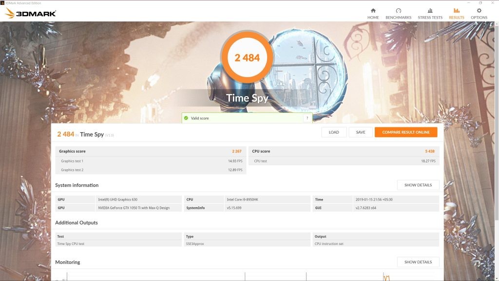 Dell XPS 15 9570 3DMark