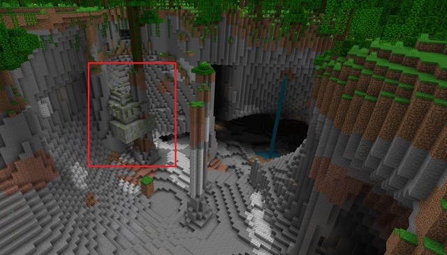 Đền Thờ Rừng Rậm Lơ Lửng Trong Hố Hang Động - Seed Minecraft 1.18 cho PS4 và Xbox