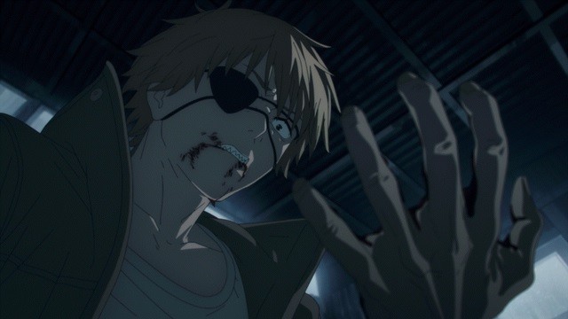 Denji ho ra máu trong anime Chainsaw Man