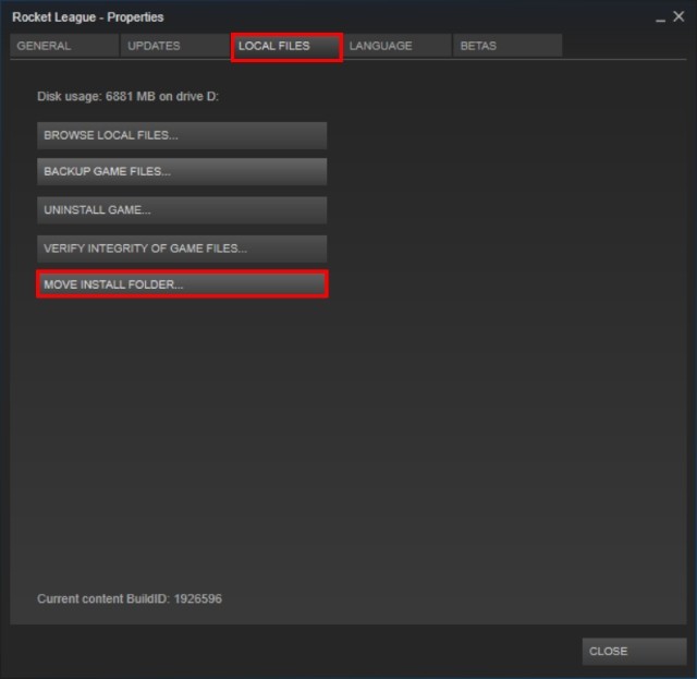Di chuyển tệp cục bộ trên Steam