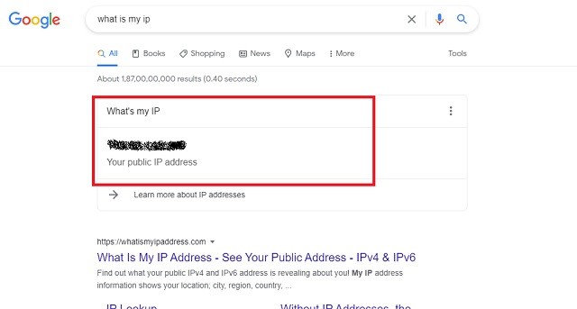 Địa chỉ IP công cộng trên Google