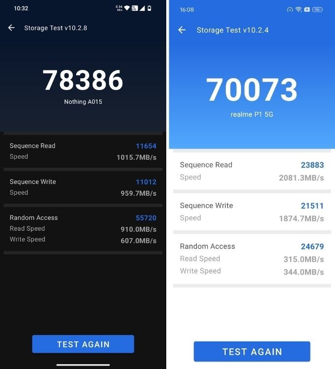 Điểm AnTuTu Storage của CMF Phone 1 và Realme P1