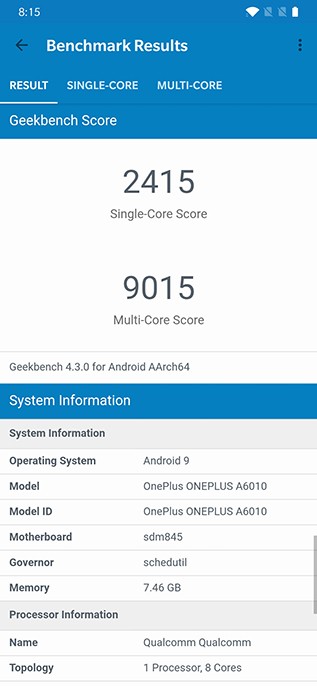 Điểm số AnTuTu của Snapdragon 845