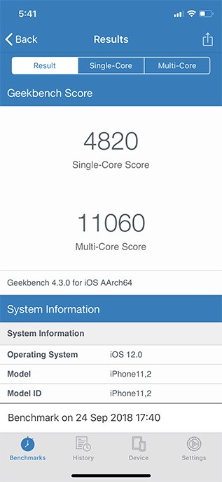 Điểm số Geekbench của A12 Bionic