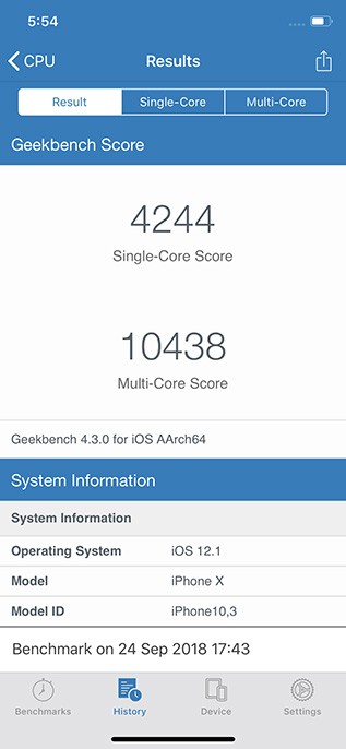 Điểm số Geekbench của Apple A11