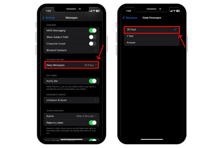 Điều chỉnh Lịch sử Tin nhắn của bạn trên iPhone