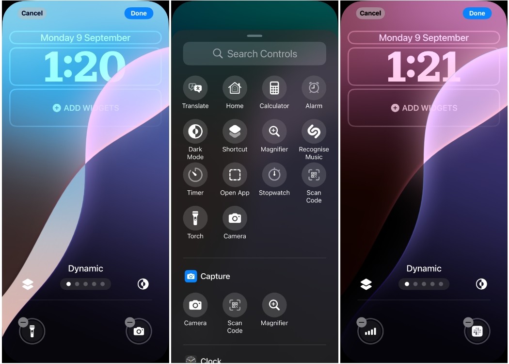Điều khiển màn hình khóa trên iOS 18