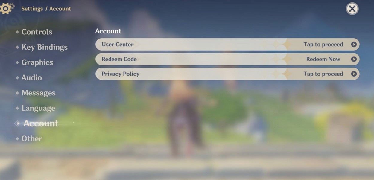 Đổi code Genshin Impact trong game