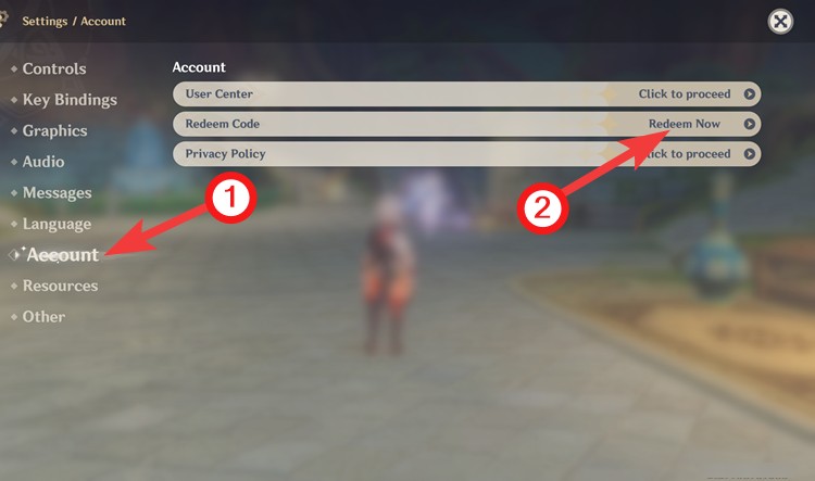 Đổi code trong game Genshin Impact