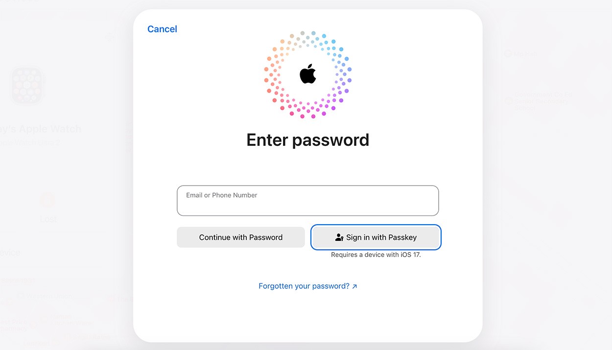 enter Apple ID password to erase Apple Watch remotely