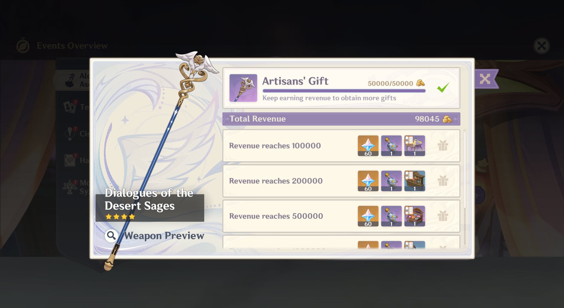 Genshin Impact Alchemy Event Eewards