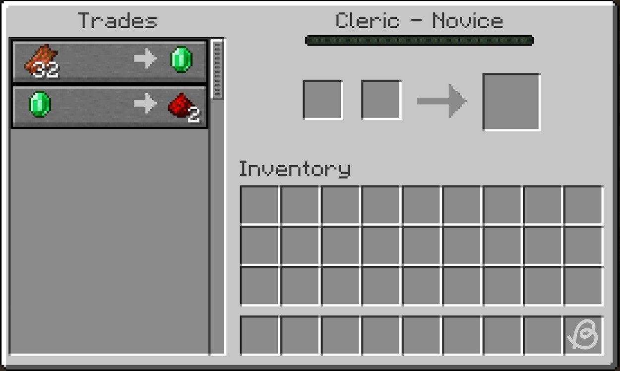 Giao dịch redstone với dân làng Cleric trong Minecraft