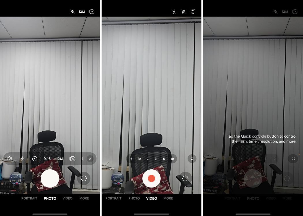 Giao diện camera One UI 7 với ảnh, video và phím tắt