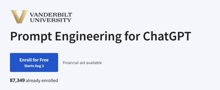 Giao diện khóa học Prompt Engineering for ChatGPT