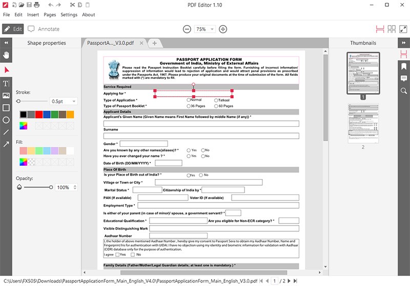 Giao diện người dùng của Icecream PDF Editor