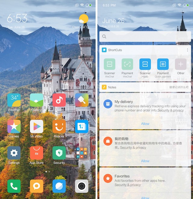 Giao diện người dùng MIUI trên Mi 8 SE