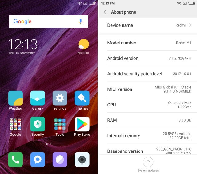 Giao diện người dùng MIUI với các biểu tượng ứng dụng
